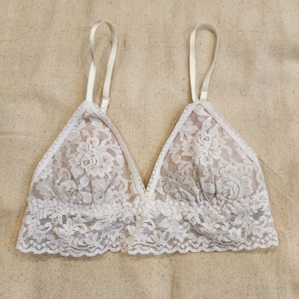 New $58 Hanky Panky 251085 Women's Signature Lace Bralette Bra Size XS White